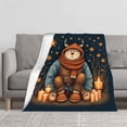 thumbnail image 2 of Cozy Winter Flannel Blanket - Soft Warm Floral & Star Pattern Design for Sofa Travel Bed & Chair - Perfect for Serene Nights, 2 of 7