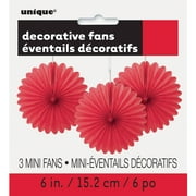 Unique Industries Red 6 Flower Shaped Tissue Paper Hanging Pom Poms, 3 Count