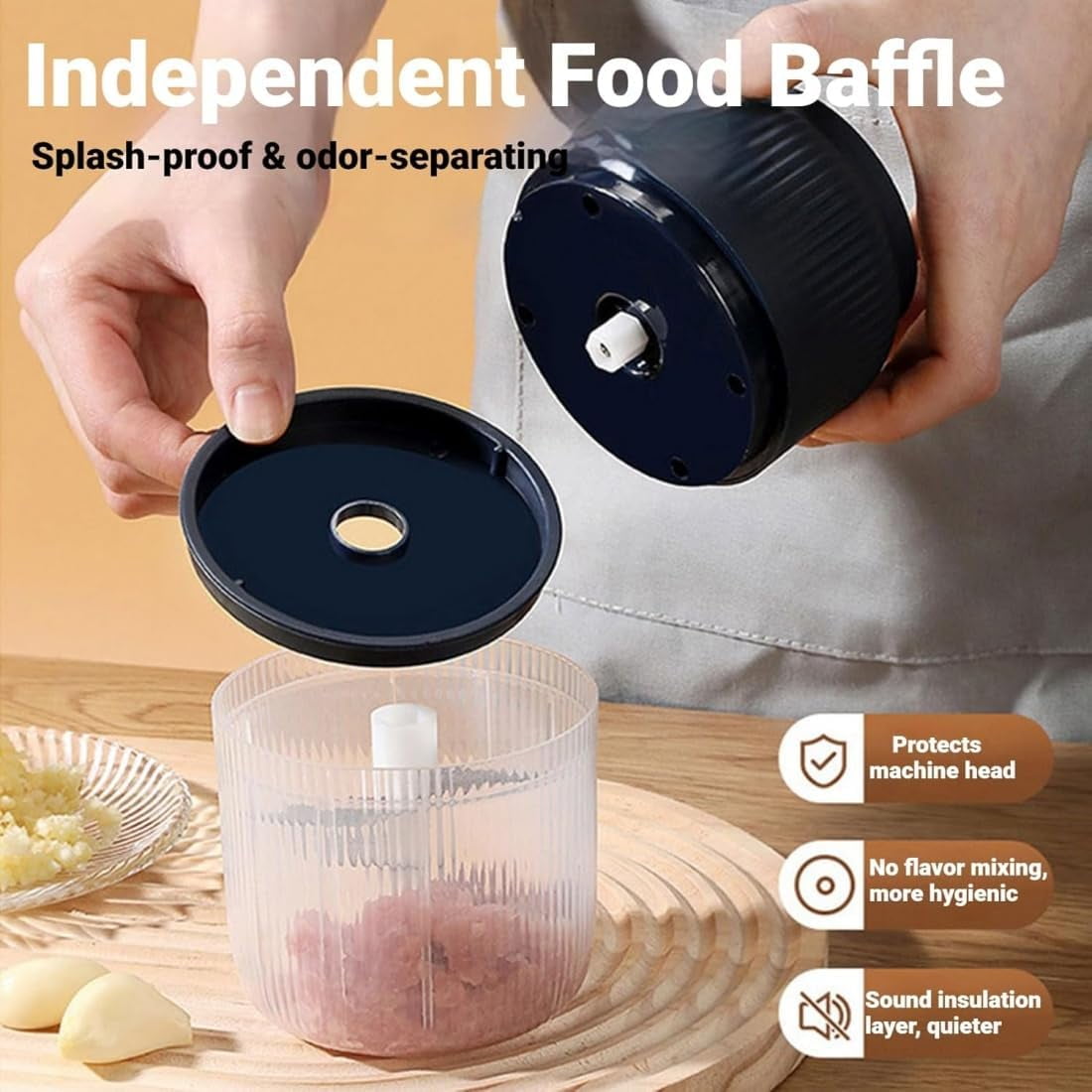 Household Electric Garlic Crusher, 350ML Portable Cordless Electric Garlic Chopper, Rechargeable Food Processor, Vegetable Chopper Blenderfor Ginger Chili Onion Fruit Meat (White*1)