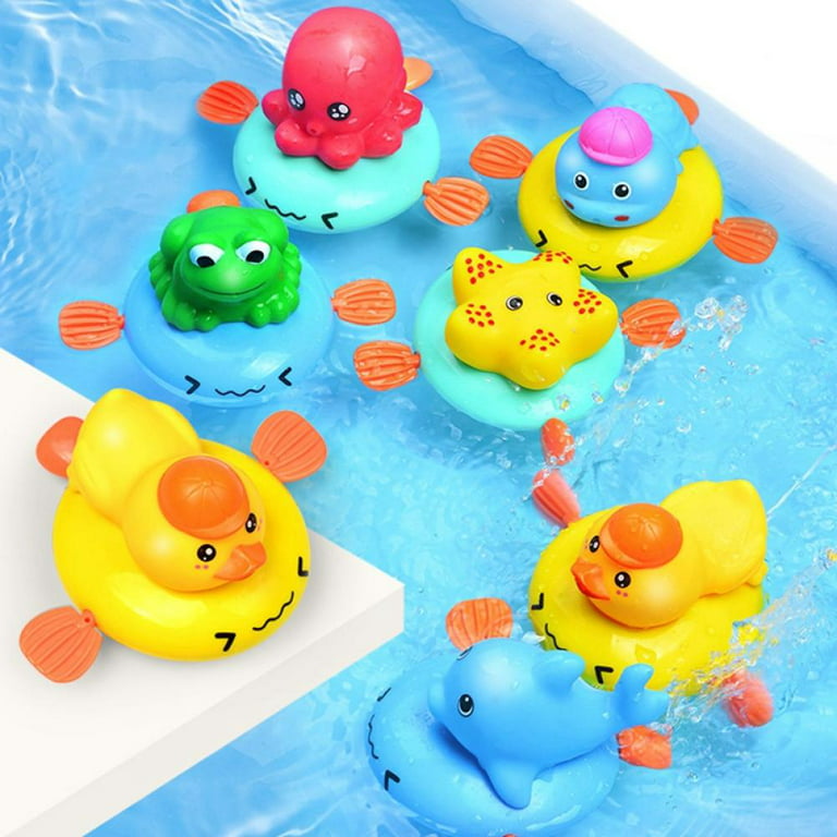 Bath Toys for Kids Ages 1-3, Floating Wind-up Baby Bathtub Toys for 1 Year  Old Boy, 7 Pack Cute Swimming Turtle Toddler Toys for Baby Shower Beach