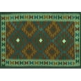 thumbnail image 1 of Ahgly Company Indoor Rectangle Oriental Turquoise Blue Traditional Area Rugs, 2' x 4', 1 of 4