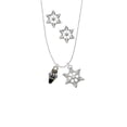 thumbnail image 2 of Delight Jewelry Two-tone Drop with Black Crystal Silver tone Snowflake Charm Necklace and Stud Earrings, 2 of 4