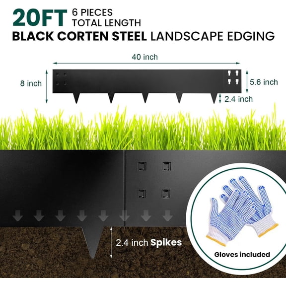 8-INCH Landscape Edging Galvanized Steel Metal Garden Raised Bed Lawn Border