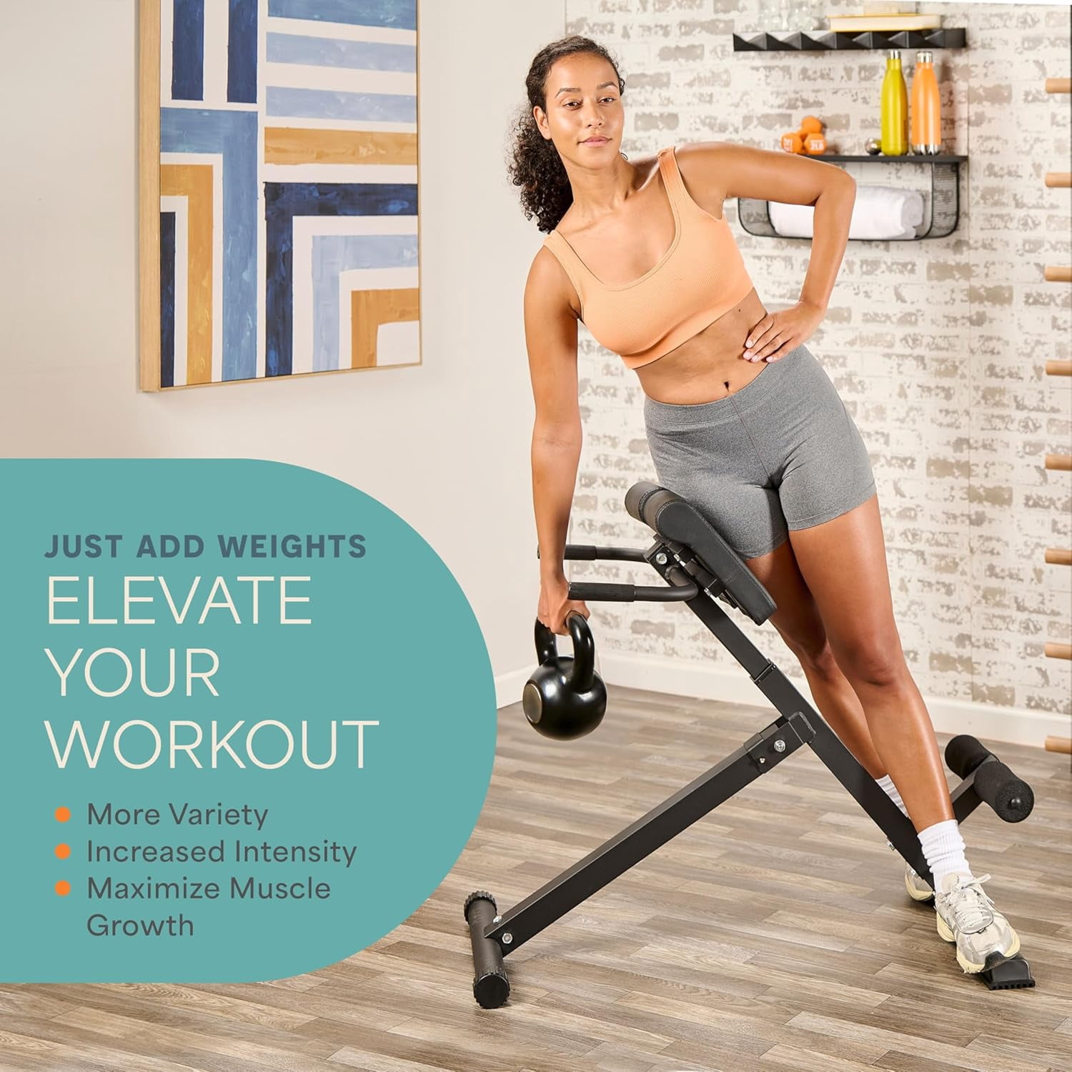 LifePro SculptTrainer Lite Roman Chair – Foldable Hyperextension Bench, Adjustable Back Extension, Ab & Sit-Up Bench for Home Gym Strength Training - Black