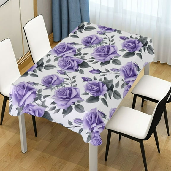 Ryvnso Rose Flowers Purple Rectangle Table Cloth Tablecover Dinning Tablecloth 54"x72"