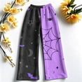 thumbnail image 5 of Fabrcox Halloween Pj Pants Women Fleece Funny Ghost Pumpkin Spider Web Woman Lounge Pants Soft Fall Winter Warm Wide Leg Sleep Pants Women, 5 of 6