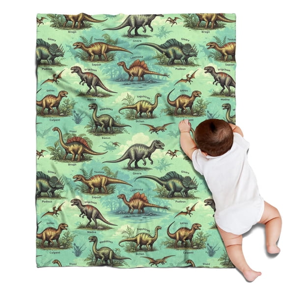 Colorful Dinosaurs Scientific Name Pattern Blanket,Comfortable Soft Lamb Wool Throw Blanket,All Season,Warm Lightweight Blankets for Sofa Bed Couch Living Room Chair,30"x40"