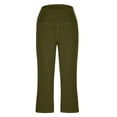 thumbnail image 5 of Capri Pants for Women High Waist Cropped Yoga Pants Straight Leg Athletic Workout Leggings with Pockets Army Green 2XL, 5 of 6