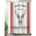 thumbnail image 2 of Christmas Small Stall Shower Curtain, Waterproof Shower Curtains for Bathroom, Winter Xmas Elk Modern Simple Red Striped Washable Fabric Cloth Bath Curtain for Bathtub with Hooks 36x72 Inches, 2 of 6