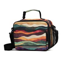 FORMRS Student Lunch Bag Insulated Reusable Cooler Box with Zipper Pockets, Artistic Desert Pattern