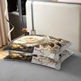 thumbnail image 4 of Manfei White Blossom 100% Cotton Duvet Cover King Size, Gold Victorian Damask Comforter Cover, Black White Marble Bed Cover, Lightweight Room Decor, 4 of 9
