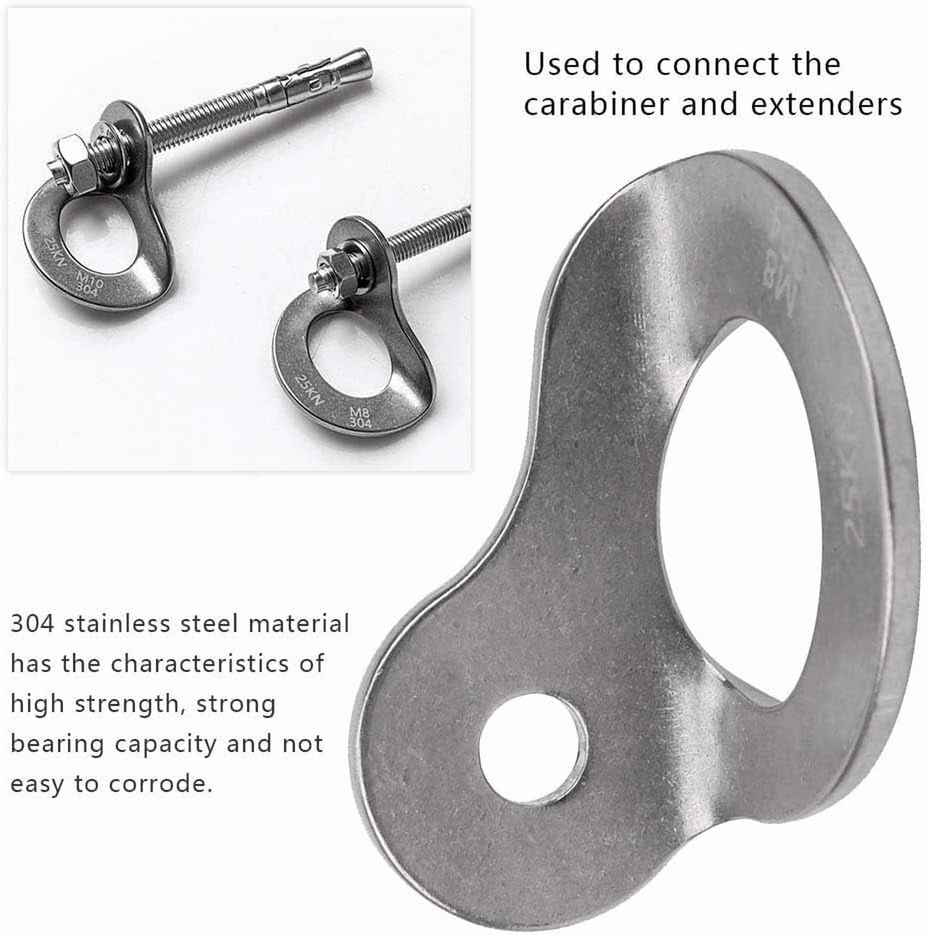 ABCISI Bolt Hanger, 2Pcs 304 Stainless Steel Bolt Hanger Outdoor Caving Protection Hardware Accessory for Outdoor Mountain Climbing, M8