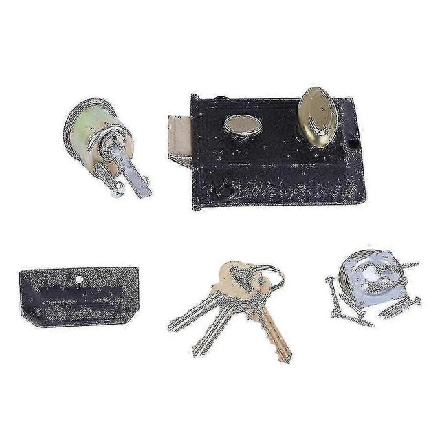 Exterior door lock for fence - vintage spring cast iron durable