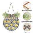 thumbnail image 2 of Yellow Flower Art Front Door Porch Decoration Hanging Sign with Artificial Green Plants and Bow for Home Outdoor Indoor, 2 of 7
