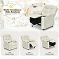 thumbnail image 3 of Infans Kids Youth Recliner Chair PU Leather w/Cup Holders & Side Pockets Beige, 3 of 7