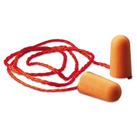 3M Foam Single-use Earplugs, Corded, Orange, 100 Pair