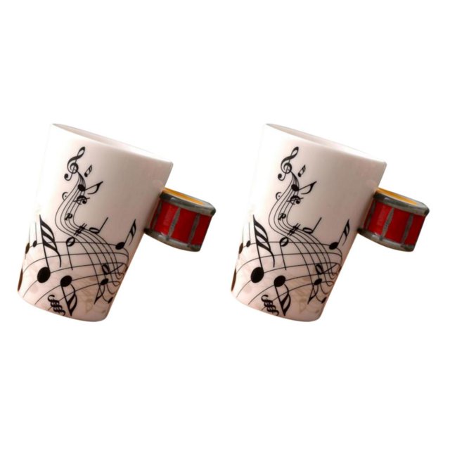 Bearachild Taza de jugo Taza de agua refrescante con múltiples opciones de color Tamaño portátil Novedad Taza de notas musicales Tambor rojo tambor rojo 10x7.5 cm 2Conjunto