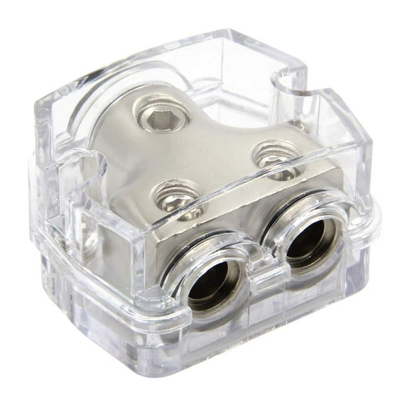 RKURCK 2 Way Power Distribution Block, 0/2/4 AWG Gauge in, 4/8/10 Gauge Out, Car Audio Stereo Amp Distribution Connecting Block for Audio Splitter (1x0GA+2x4GA)