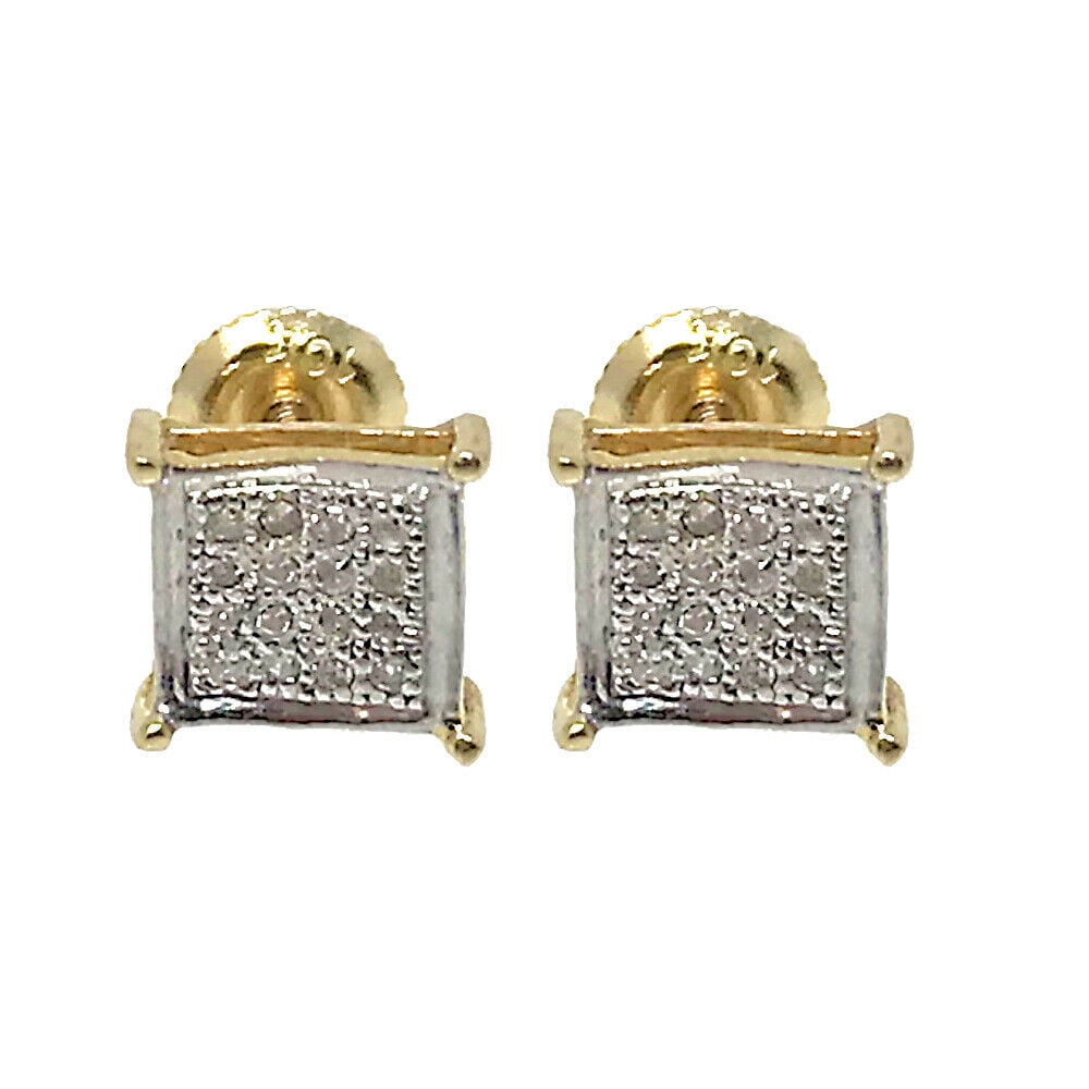 King Crown Jewelers Square Block 10k Real Yellow Gold .10Ct Genuine