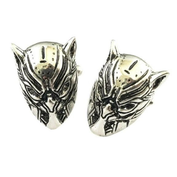 Black Panther Silvertone Mask Cosplay Metal Cufflinks 1 Pair