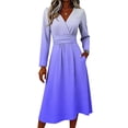thumbnail image 4 of Floral Dress for Women Elastic Waist Wrap Crossover V Neck a Line Dress Elegant Formal Floral a Line Dress, 4 of 6