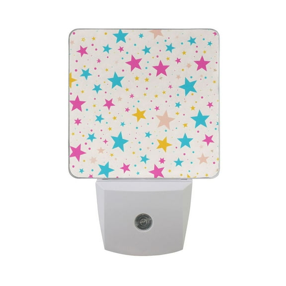 Blue Purple Yellow Star Night Light 2 Pack LED Nightlight Plug into Wall Dusk to Dawn Sensor Soft White