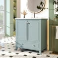 thumbnail image 4 of Clearance! 30" Bathroom Vanity with Sink Combo, Multi-functional Bathroom Cabinet with Doors and Drawer, Solid Frame and MDF Board, Green, 4 of 9