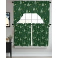 thumbnail image 3 of Green Christmas Tree Kitchen Curtains Swag Valance and Tier Curtains Set 24 Inch Length, Winter Cane Candy Xmas Pine Stars Rod Pocket Drape Panels Pair Swag Curtains for Bathroom/Cafe/Window, 3 of 6