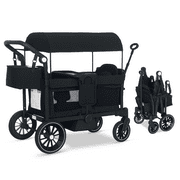 AILEEKISS 3-in-1 Wagon Stroller for 2 Toddlers, Collapsible Baby Wagon with Adjustable Handle, Black