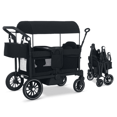 AILEEKISS 3-in-1 Wagon Stroller for 2 Toddlers, Collapsible Baby Wagon with Adjustable Handle, Black