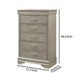 thumbnail image 5 of 5 Drawer Contemporary Chest with Textured Details and Bar Handles, Silver, 5 of 5
