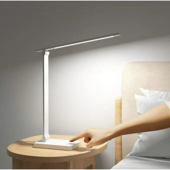 LED Desk Lamp Touch Control Metal Desk Light ,5W LED Reading Lamp with 3 Color Modes for Home Office Desktop Lamp for Reading, Studying, Nail, College Dorm, White
