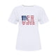 thumbnail image 4 of Tops Cortos para Mujeres Bandera de Moda Impresa Cuello Redondo, Camiseta de Manga 3/4 para Uso Diario, Casero Y Cómodo, 4 of 4