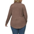 thumbnail image 2 of NISVIYA Oversized Workout Shirts for Women Casual Solid Color Tops Fashion Ribbed Blouses Basic Classic Lapel V Neck Sweaters, 2 of 5
