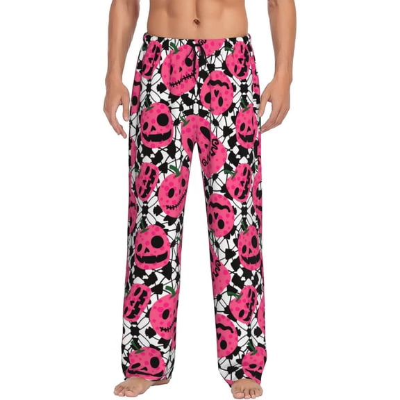 Hirioo Halloween Pumpkins for Men's PJ Pajama Pants Sleep Pants Men's Home Trousers with Pockets,S-3XL-Small