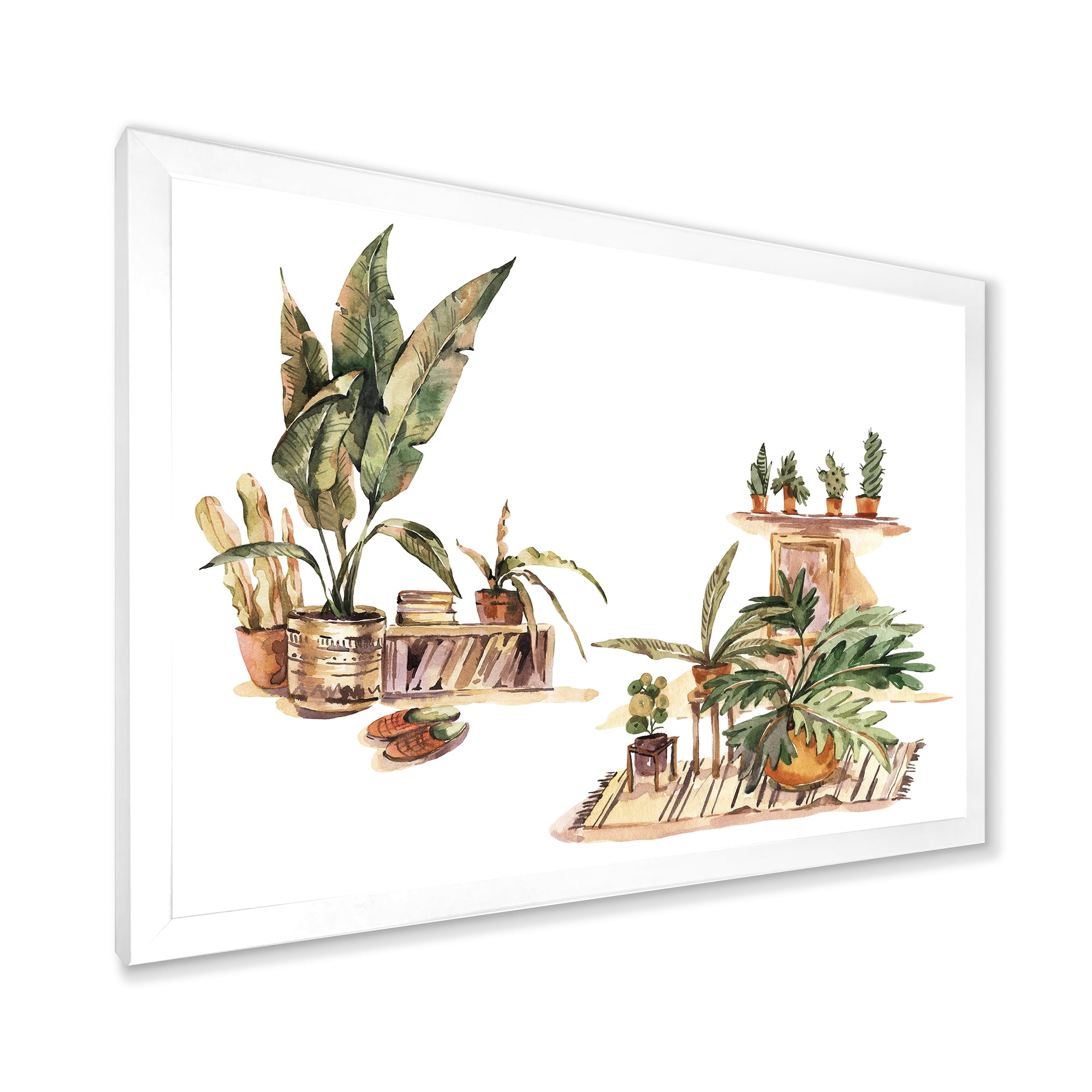 Designart 'Indoor House Plants Urban Jungle in Flowerpots III' Traditional Framed Art Print