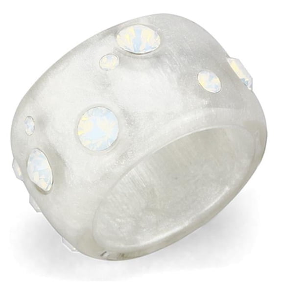 Alamode VL078-9 Women Resin Ring with Top Grade Crystal in Aurora Borealis Rainbow Effect - Size 9