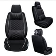 thumbnail image 3 of Maidao Housse de Siège Auto Ensemble Complet pour Dodge pour Durango 1997-Présent 5 Sièges Similicuir Imperméable Compatible avec Coussin Gonflable Convient pour Dossier Séparé Coussin de Siège avec Oreiller et Appuie-Tête Noir et Blanc, 3 of 7