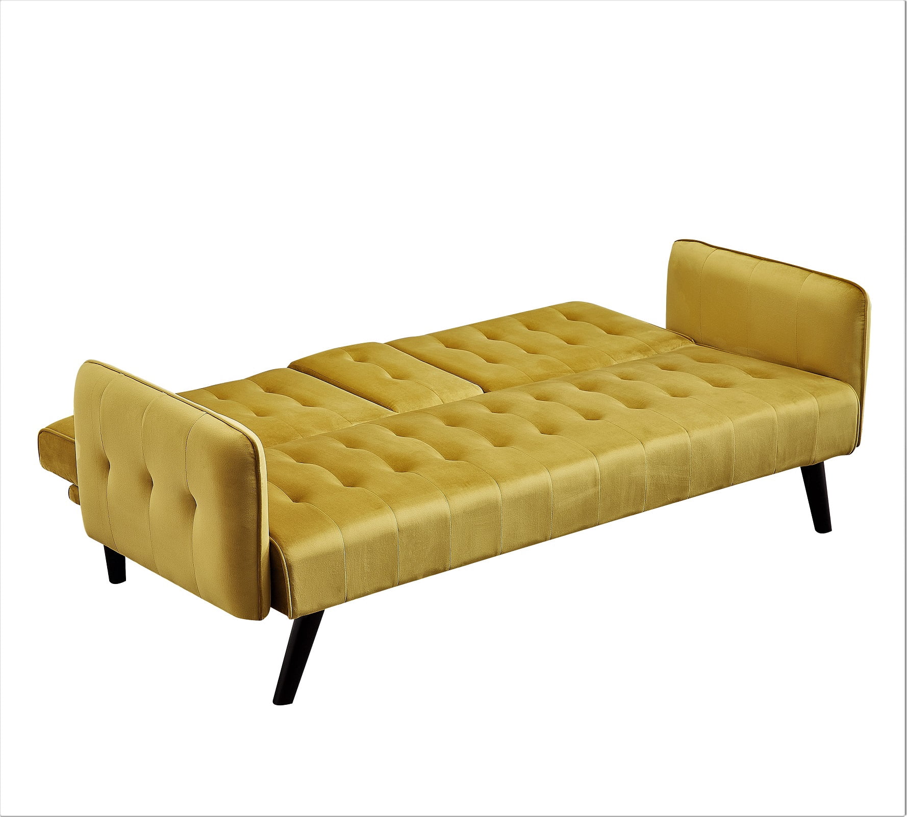 Uspridefurniture Beniamino 78'' Velvet Square Arm Twin Sleeper,Yellow