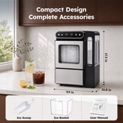 Simzlife Countertop Nugget Ice Maker, 26 Lbs/24H Chewable Sonic Ice, Self-Cleaning Ice Machine, 2.65L Water Tank
