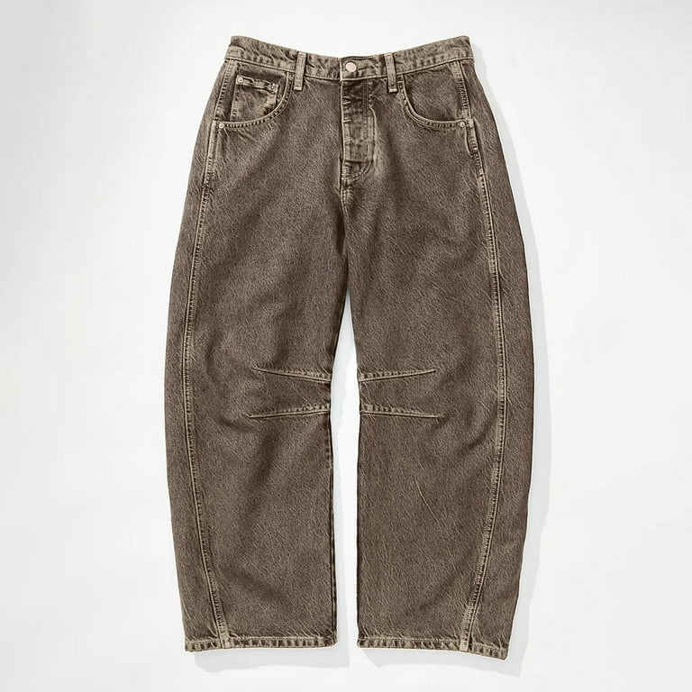Barrel Jeans Dames 7/8 Jeans Dames Wijde Pijpen Baggy Jeans Y2k Mid Rise Cropped Broek Denim Losse Jeans Stretch Streetwear 7/8 Broek Dames (Color