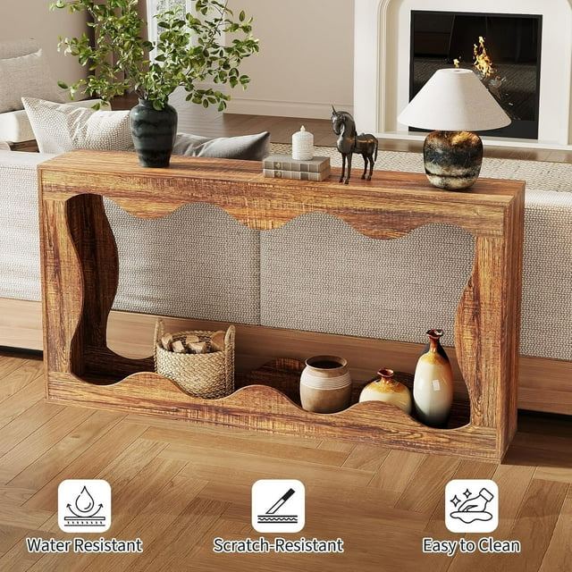 Table Console Rustique de 63 Pouces - Table Étroite Industrielle pour Entrée et Canapé, pour Couloir et Salon