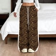 thumbnail image 2 of YUEHUA Women's Leopard Baggy Wide Leg Sweatpants Drawstring High Waisted Leopard Print Lounge Barrel Trousers Athletic Sweat Pants with Pockets, 2 of 4