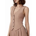 thumbnail image 3 of Vest Tops for Women, Knit V-Neck Sleeveless Button Down Vest Business Casual Outfits Khaki L, 3 of 6