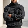 thumbnail image 5 of Vxararl Chunky Thermal Turtleneck Pullover Jumper for Men, Classic Cable Knit Long Sleeve Sweater Casual Warm Cold‑Weather Knit Top for Daily Dressing Black XL, 5 of 6
