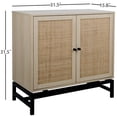 thumbnail image 2 of Natural Rattan Storage Cabinet, Modern Accent Storage Cabinet with 2 Rattan Doors and Metal Legs, Wood Kitchen Sideboard with Adjustable Inner Shelves for Entryway, Living Room, Bedroom, Natural, 2 of 9