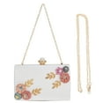 thumbnail image 2 of POPETPOP Fashion Women Leather Evening Bag Dinner Wedding Flower Clutch Purse(White) (Random flowers), 2 of 10