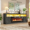 thumbnail image 4 of Fireplace TV Stand for 80/85/90 Inch TV with 50" Electric Fireplace, 82.7" Farmhouse Entertainment Center with LED Lights, Tall Media Console with Barn Door for Living Room, Bedroom, 4 of 5