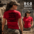 thumbnail image 2 of Wild Bobby RED Friday US Shirt Remember Everyone Deployed Flag Sleeve Print Women Graphic Tee, 2 of 8