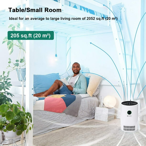 AUGIENB Large Room Air Purifier Cleaner with 3 Layer True HEPA Filter 10 Million Negative Ion Odor Dust Mold Smoke Air Cleaner Pm2.5 200m3/h for Allergies Pets Odor Eliminator